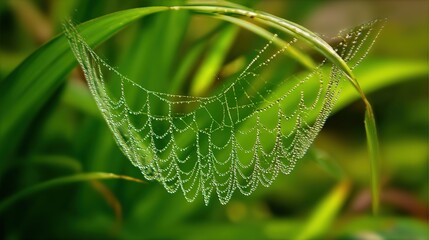 radial. Dew drops in a circular pattern along delicate spider web threads. wildlife magazines, conservation campaigns, designed for wildlife conservation campaigns, supports conservation.