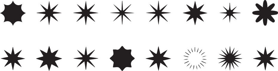 Sparkle vector icons. Shine symbol. Star sign collection