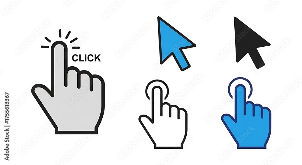 Middle Click Cursor Clicking Cursors - A Visual Guide to Digital Interaction. Stock Photo ...