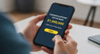 © Olesya - Woman holding smartphone with fake lottery win message. Online scam and fraudulent notification. Digital phishing attempt via mobile phone.