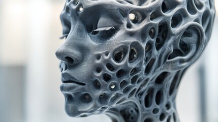 Wall Mural - A futuristic mask with geometric openings and a modern design will emphasize themes of the future, science, and creative technologies.