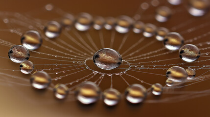 radial. Dew drops in a circular pattern along delicate spider web threads. wildlife magazines, conservation campaigns, designed for wildlife conservation campaigns, supports conservation.