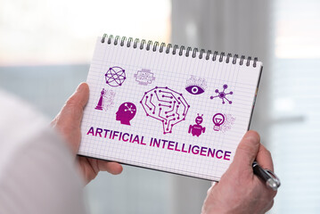Wall Mural - Artificial intelligence concept on a notepad