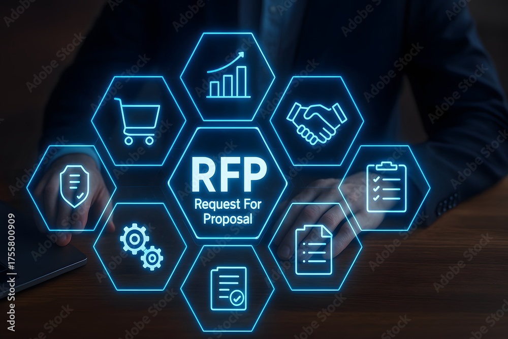 RFP Request for Proposal Procurement & Tender Icons Stock Photo | Adobe ...