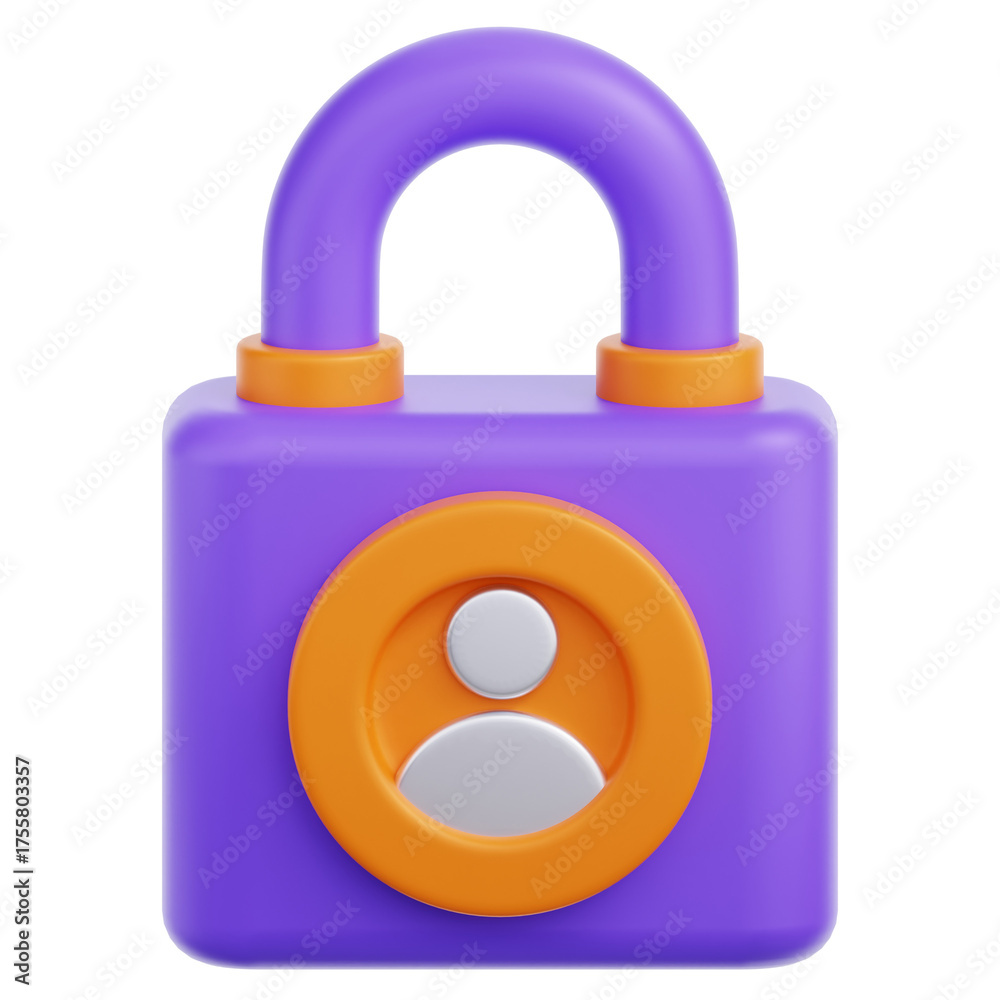 Purple Padlock Icon With Orange Border And User Profile Symbol For ...
