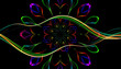 © Adobe worker  - Neon glass spiral lines floral pattern on black abstract background
