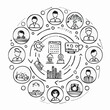 © kalogr - Business meeting and collaboration line art icons set Keywords: meeting, collaboration, teamwork