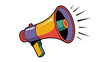 © Mohamed - Vector art of colorful megaphone with sound waves for announcement
