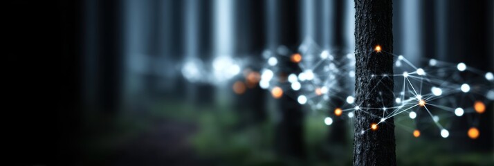 bioluminescent forest representing efficiency creation intelligence generation solution blending nature and technology in unity