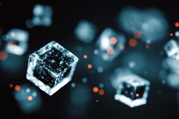 floating geometric crystals showing efficiency creation intelligence generation solution harmony between art and science