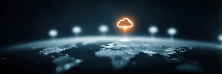 futuristic cloud servers floating above earth showing efficiency creation intelligence generation solution data sustainability