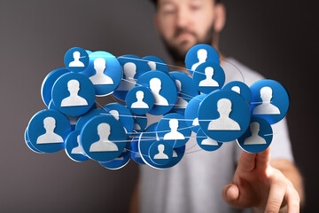 Wall Mural - Digital network, networking and social media concept for collaboration and community building. Communication concept.