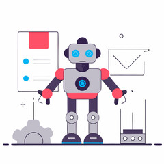 Wall Mural - Friendly Office Robot Assistant, Vector Illustration. Generative AI.