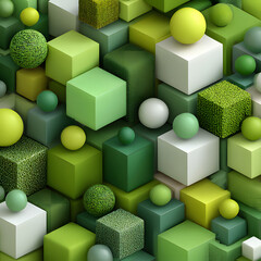 Wall Mural - Abstract geometric 3D background in green and light green