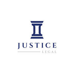 Wall Mural - justice and lawyer law firm concept logo template design with pillar and scale symbol.