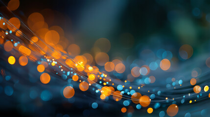Wall Mural - Abstract Light Stream: This image features a captivating flow of abstract light streams, with blurred orbs of luminous energy dancing across a dark background.