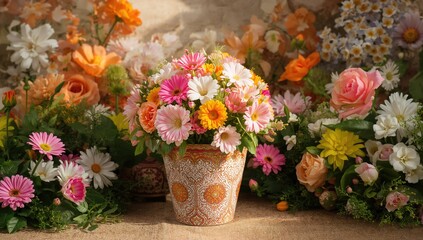 Wall Mural - Artificial Flower in a Decorative Pot