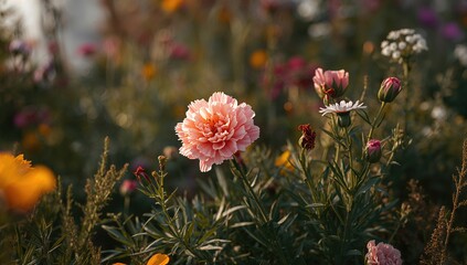 Wall Mural - Dianthus versicolor blossom thriving in a natural garden setting during spring and summer