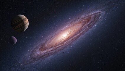 Wall Mural - Celestial artwork featuring an impressive arrangement of planets, galaxies, stars, and nebulae, perfect for prints and wallpapers.
