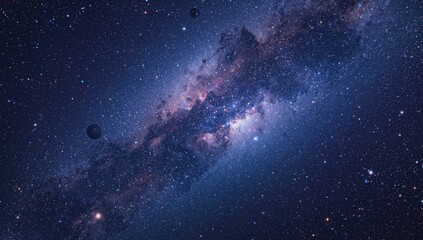 Wall Mural - CGI visualization of an endless universe teeming with stars and galaxies, created with generative AI technology