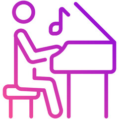 Wall Mural - pianist gradient line icon