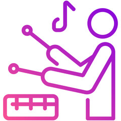 Wall Mural - drummer gradient line icon