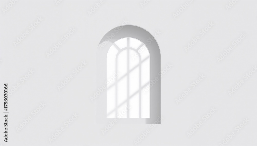 Shadow of arched window on plain white surface Stock Photo | Adobe Stock