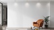 © TheWaterMeloonProjec - Cozy chair placed by a plain white wall in the lounge area