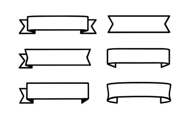 Wall Mural - Set of minimalist outline ribbons and banners for design projects