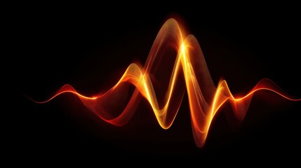 Wall Mural - Colorful abstract sound wave on black background, dynamic audio visualization with vibrant bright lines and flowing curves representing rhythm and energy