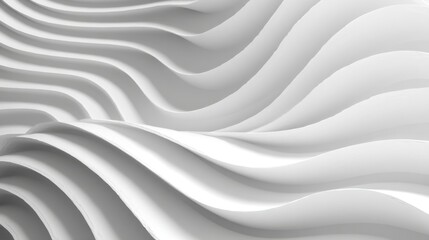 Wall Mural - Abstract White Waves Texture with Fluid Motion Patterns, Modern Interior Design Element, Background for Art or Minimalist Decor Projects
