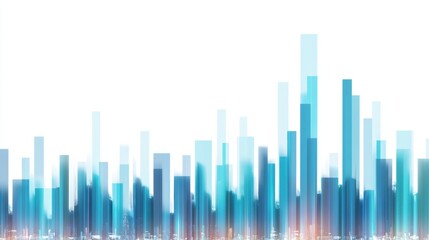 Wall Mural - Abstract digital landscape showcasing vertical bars in varying shades of blue and white representing data growth and visualization trends in modern technology