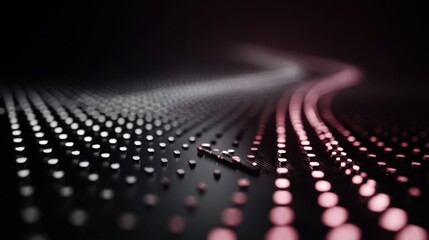 Wall Mural - Abstract representation of glowing dots in a smooth wave pattern, showcasing fluid movement and vibrant light effects on a dark background