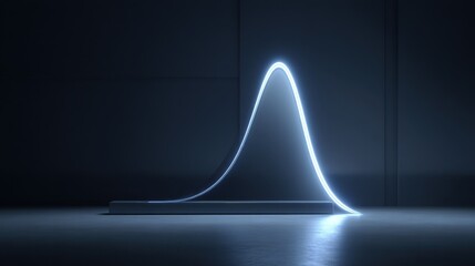 Wall Mural - Illuminated curve representing statistical distribution in a dark space with dramatic lighting, showcasing the beauty of data visualization and analysis techniques
