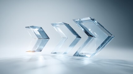 Wall Mural - Three Transparent Light Refraction Shapes Displaying Clear Glass Formations Against Soft Focus Background Enhancing Modern Aesthetic Appeal