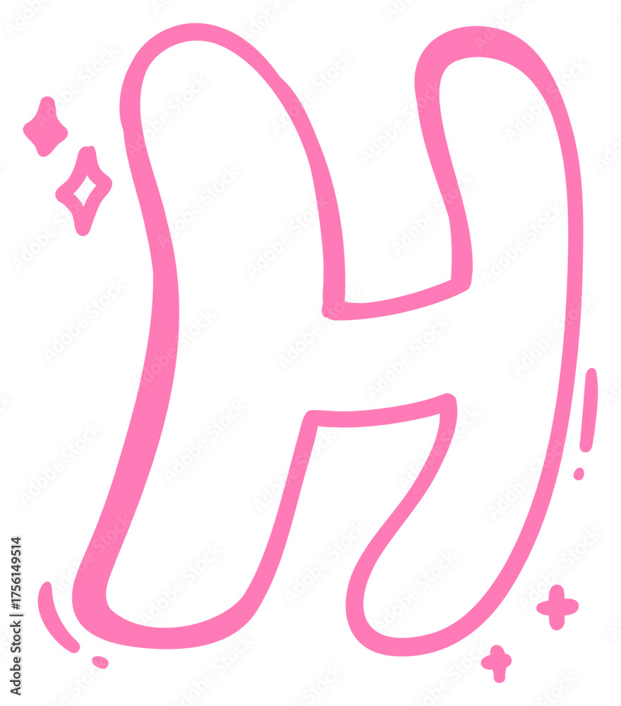 H Lettering Cute Cute Letter H with Sparkles Sticker Stock Vector | Adobe Stock