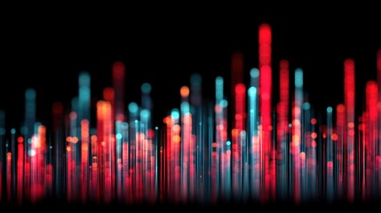 Wall Mural - Vibrant Digital Data Visualization with Colorful Light Bars Representing Information Flow and Activity in a High-Tech Environment