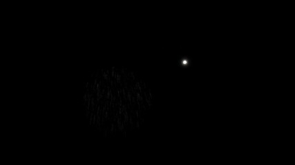A stunning 3D animation of colorful fireworks exploding beautifully on a black background. Perfect for celebration themes, New Year intros, party visuals, or festive overlay effects. The glowing light