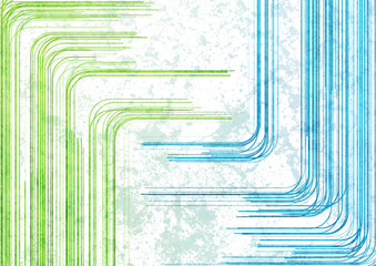 Wall Mural - Blue and green minimal curved lines on grunge wall background. Geometric retro vector design