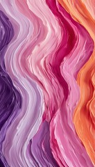 Wall Mural - a vibrant abstract flow of layered acrylic paints in shades of purple, pink, and orange creates a mesmerizing textured composition.