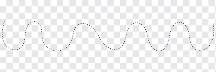 Long dashed hand drawn squiggle, Long squiggle dashed, loopy line vector icon isolated on transparent background
