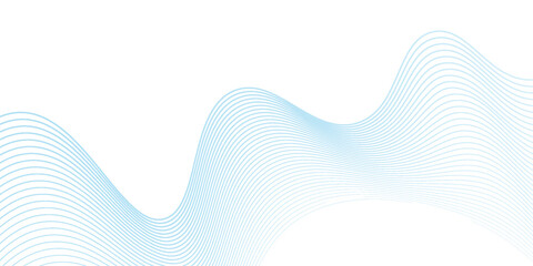 Wall Mural - Abstract blue smooth waves on white background. dynamic art science