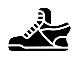 Wall Mural - Minimalist black and white sneaker icon. Modern athletic shoe silhouette with simple lines, representing sports, fitness, and casual footwear.