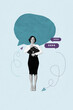 © deagreez - Art picture collage of person use stand under speech bubble on blue background