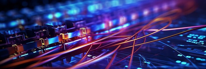 Wall Mural - electronic connection with data transfer, network and communication
