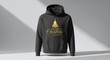 © MindRender - Black hoodie with golden merry christmas graphic and christmas tree