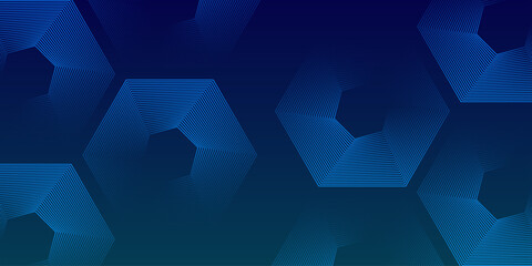 Wall Mural - Dark blue background with hexagon geometric lines pattern. Futuristic technology concept