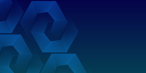 Wall Mural - Dark blue background with hexagon geometric lines pattern. Futuristic technology concept