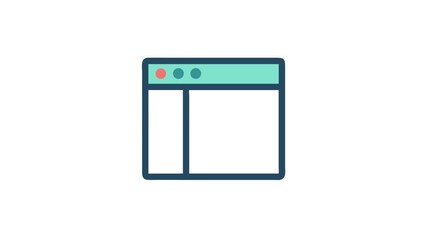 Minimalist browser window icon with sidebar in a flat design
