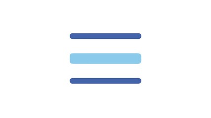 Menu icon three blue bars against White Background